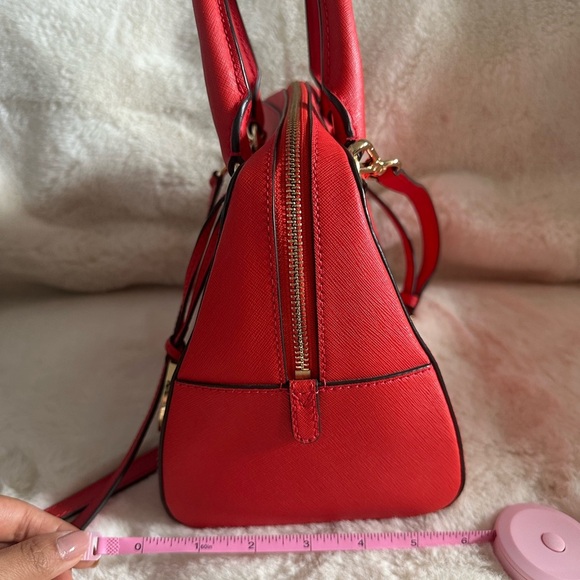 Michael Kors Red Orange Saffiano Leather Satchel Bag Gold Hardware | Like New - Picture 10 of 11